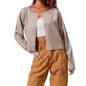 NEW SO ME vintage leopard cardigan in oatmeal